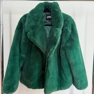 APPARIS Eloise Green Faux Vegan Fur Jacket